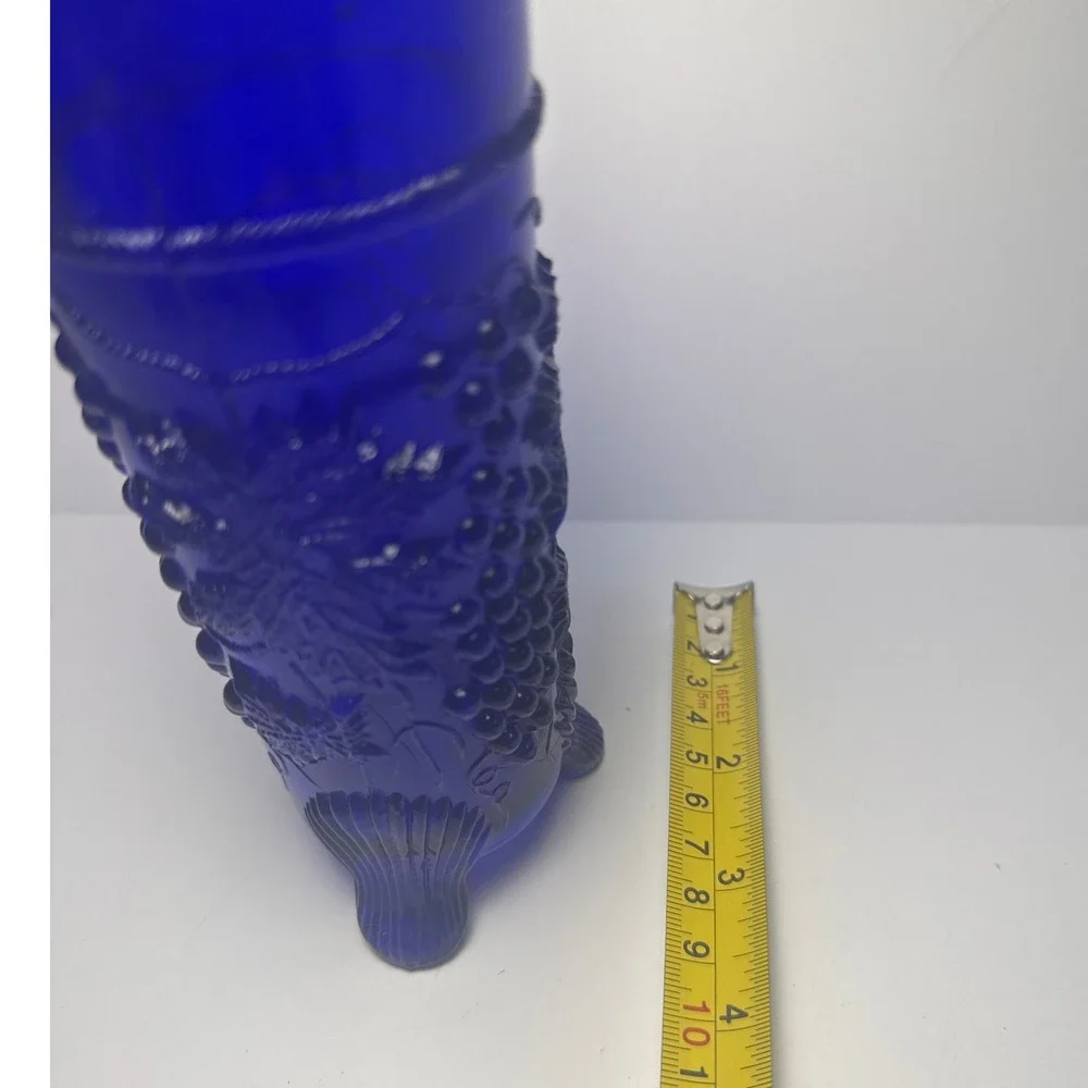 Vintage Northwood Cobalt Blue Grape Cluster Glass Hat Pin Holder 7